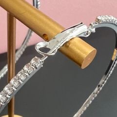  Bông Tai Khoen Tròn Bản To Màu Trắng 6,3cm Pha Lê (BP) 