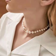  Bộ Trang Sức Dior Vàng - Vòng cổ Choker, Vòng Tay & Bông Tai Ngọc Trai, Pha Lê 6 Kiểu Đeo Quý Phái (AH) 