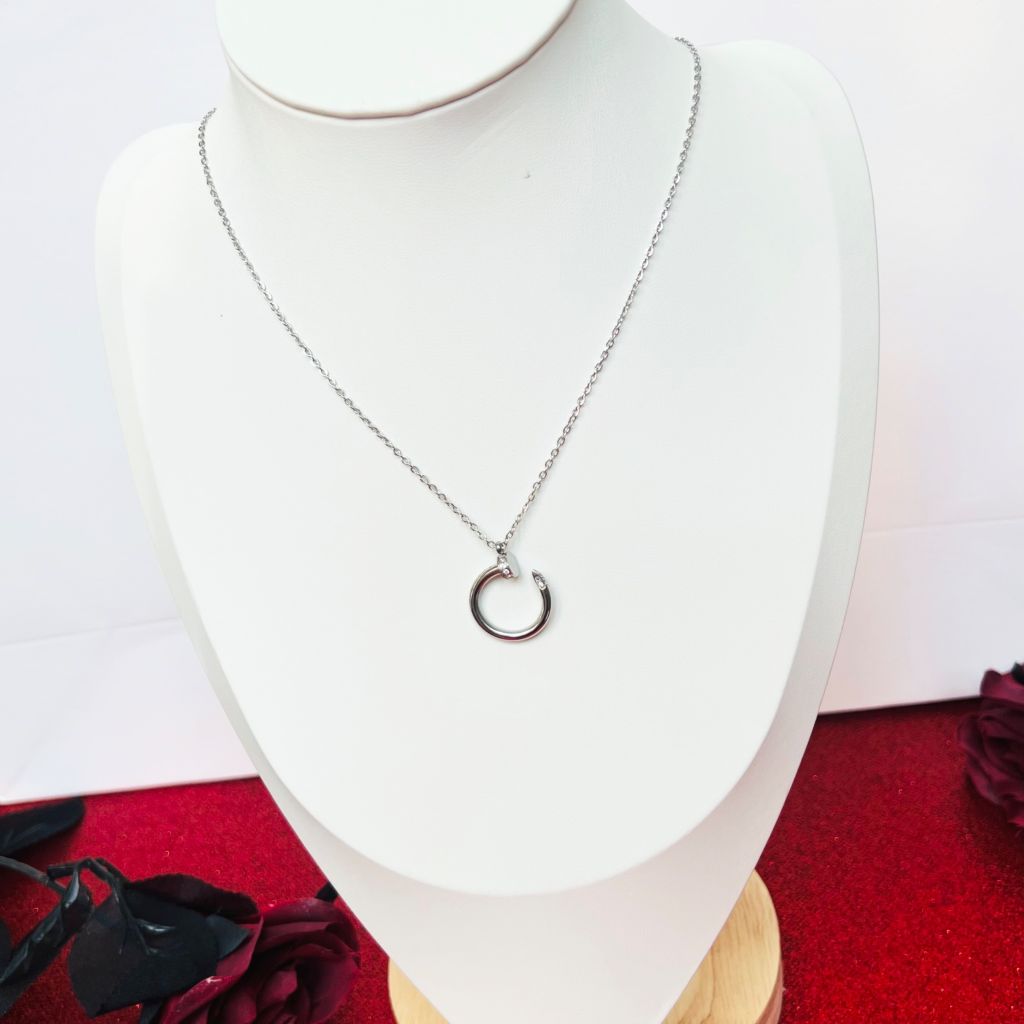  Dây Chuyền Nam, Nữ Titan Cao Cấp - Cây Đinh Cartier Màu Trắng Pha Lê (AF) 