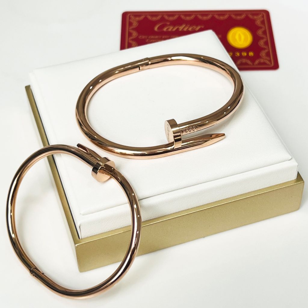  Vòng Tay Cặp Đôi Tình Yêu - Cartier Cây Đinh Màu Vàng Hồng Titan Cao Cấp (AK) 