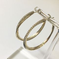  Bông Tai Khoen Tròn Màu Vàng 3,6cm Pha Lê Trắng (AK) 