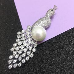  Cài Áo Con Phượng Hoàng Ngọc Trai & Pha Lê Trắng Sang Trọng (AC) 