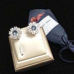  Bông Tai Cánh Hoa Pha Lê Xanh Bích & Trắng Sang Trọng (BE) 