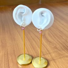  Bông Tai Chanel Cánh Hoa Bản To Màu Trắng Ngọc Trai & Pha Lê Hồng (CL) 