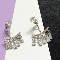  Bông Tai Viền Tai Mưa Rơi Pha Lê Trắng ( Có 2 Kiểu Đeo ) 