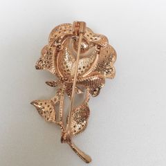  Cài Áo Hoa Hồng Màu Vàng Hồng Ngọc Trai & Pha Lê Trắng (AW) 