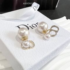  Bông Tai Dior Màu Vàng Ngọc Trai & Pha Lê Trắng (AM) - Có 3 Kiểu Đeo 