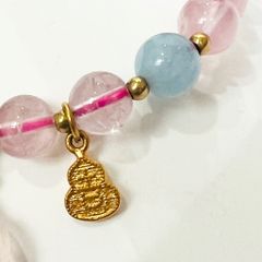  Vòng Đá Phong Thuỷ Cao Cấp - Hoa Hồng Thạch Anh Hồng & Đá Aquamarine Tự Nhiên 