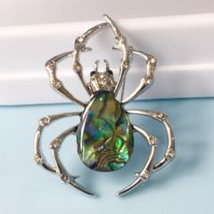  Cài Áo Nam - Con Nhện Màu Trắng Pha Lê (AN) 