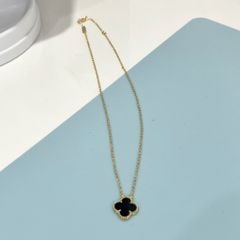  Dây Chuyền Titan Cao Cấp - Cỏ 4 Lá May Mắn Màu Vàng Đen (AO) 