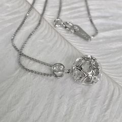  Dây Chuyền Bạc Cao Cấp - Quả Cầu Trái Tim Pha Lê Trắng 