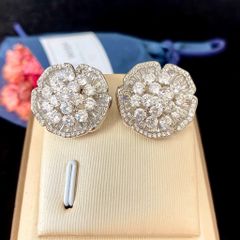  Bông Tai Cánh Hoa Bản To Pha Lê Trắng Sang Trọng (AF) 