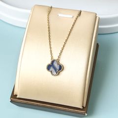  Bộ Trang Sức Cỏ 4 Lá May Mắn Vàng Đen Size 1cm - Dây Chuyền, Vòng Tay & Bông Tai Pha Lê (AP) 