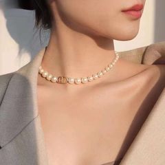 Bộ Trang Sức Dior Vàng - Vòng cổ Choker, Vòng Tay & Bông Tai Ngọc Trai Quý Phái (AE) 