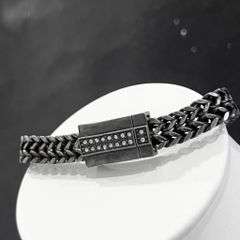  Vòng Tay Nam TiTan Cao Cấp - Mặt Vuông Đính Đá Cá Tính 