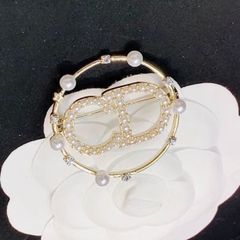  Cài Áo Nam, Nữ - Dior Màu Vàng Ngọc Trai & Pha Lê Trắng (BT) 