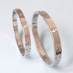  Vòng Tay Cặp Đôi Tình Yêu - Cartier Màu Trắng Titan Cao Cấp Pha Lê (AB) 