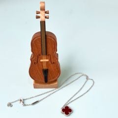  Bộ Trang Sức Cỏ 4 Lá May Mắn - Dây Chuyền, Vòng Tay & Bông Tai Màu Đỏ Pha Lê Trắng (AJ) 