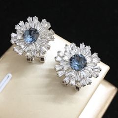  Bông Tai Cánh Hoa Pha Lê Xanh Bích & Trắng Sang Trọng (BE) 