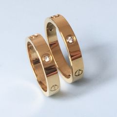  Nhẫn Cặp Đôi Tình Yêu - Cartier Màu Vàng TiTan Cao Cấp Pha Lê (AG) 