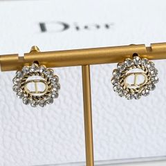  Bông Tai Dior Màu Vàng Pha Lê Trắng (AP) 