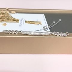  Vòng Tay Dây Rút Thanh Ngang Pha Lê Trắng (AE) 