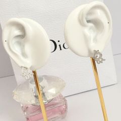  Bông Tai Dior Màu Vàng 1,2cm Pha Lê Trắng (AW) 