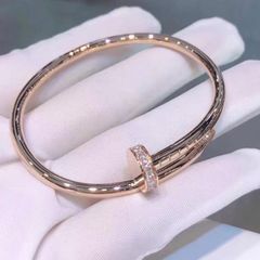  Vòng Tay Nam, Nữ TiTan Cao Cấp - Cartier Cây Đinh Màu Vàng Hồng Pha Lê Trắng 