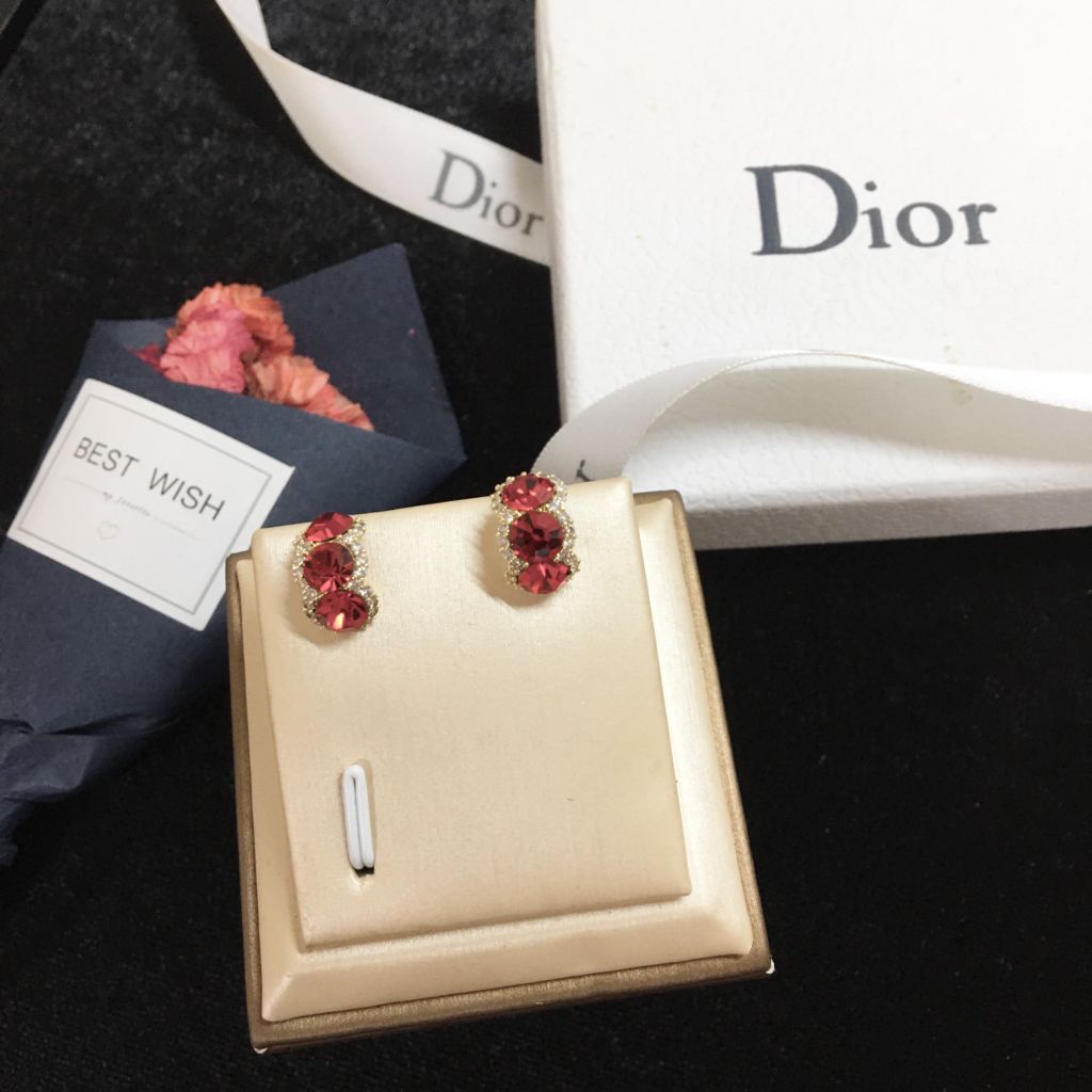  Bông Tai Ôm Vành Tai Pha Lê Đỏ & Trắng Quý Phái (AQ) 