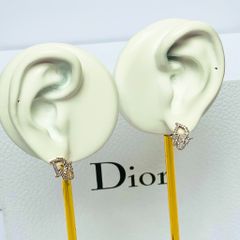  Bông Tai Dior Màu Vàng 1,2cm Pha Lê Trắng (AW) 