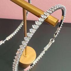  Bông Tai Khoen Tròn Bản To Màu Trắng 6,3cm Pha Lê (BN) 