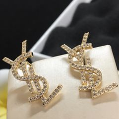  Bông Tai YSL Màu Vàng Pha Lê Trắng (AB) 