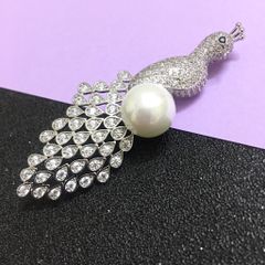  Cài Áo Con Phượng Hoàng Ngọc Trai & Pha Lê Trắng Sang Trọng (AC) 