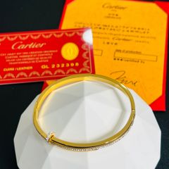  Vòng Tay TiTan Cao Cấp - Cây Đinh Cartier Màu Vàng Pha Lê (AK) 