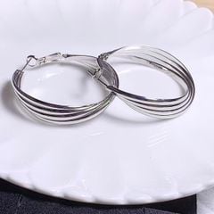  Bông Tai Khoen Tròn Xoắn Màu Trắng Cá Tính (BG) 