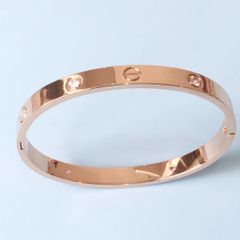  Vòng Tay Nam, Nữ TiTan Cao Cấp - Cartier Màu Vàng Hồng Pha Lê Trắng (AH) 