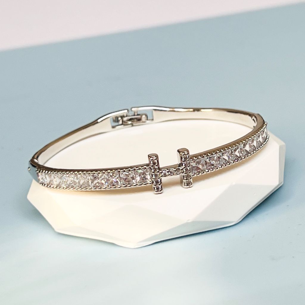  Vòng Tay Hermes Màu Trắng Pha Lê (AG) 