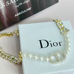  Bộ Trang Sức Dior Trắng - Vòng cổ Choker & Bông Tai Ngọc Trai, Pha Lê 6 Kiểu Đeo Quý Phái (AM) 