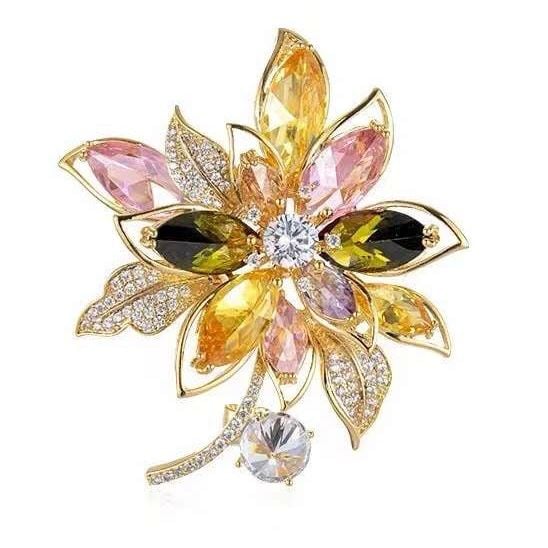  Cài Áo Cánh Hoa Pha Lê Màu Quý Phái (AQ) 