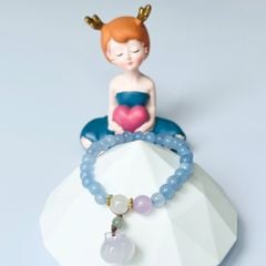  Vòng Đá Phong Thuỷ Cao Cấp - Quả Bí Đá Mã Não, Đá Aquamarine, Thạch Anh Tóc Xanh Tự Nhiên 