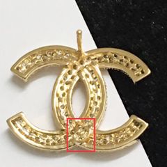  Bộ Trang Sức Chanel Vàng - Cài Áo & Bông Tai Pha Lê Trắng (AF) 