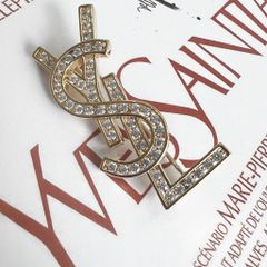  Cài Áo Nam, Nữ - YSL Màu Vàng Pha Lê Trắng (AM) 