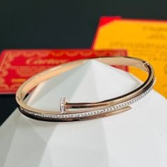  Vòng Tay TiTan Cao Cấp - Cây Đinh Cartier Màu Vàng Hồng Pha Lê (AJ) 