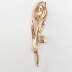  Cài Áo Hoa Tulip Màu Vàng Hồng Ngọc Trai & Pha Lê Trắng (AV) 