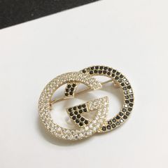  Cài Áo Nam, Nữ - Gucci Màu Vàng Pha Lê Đen & Trắng (AB) 