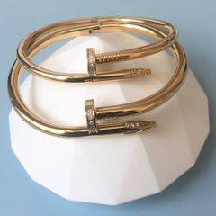  Vòng Tay Cặp Đôi Tình Yêu - Cartier Cây Đinh Màu Vàng Hồng Titan Cao Cấp Pha Lê (AC) 