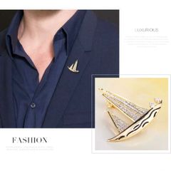  Cài Áo Nam, Nữ - Thuận Buồm Xuôi Gió Màu Vàng Pha Lê Trắng 