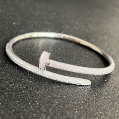  Vòng Tay Nam, Nữ TiTan Cao Cấp - Cartier Cây Đinh Màu Trắng Pha Lê (AC) 