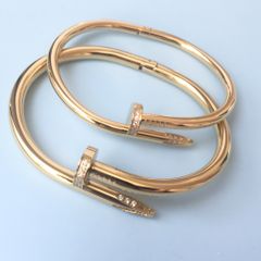  Vòng Tay Cặp Đôi Tình Yêu - Cartier Cây Đinh Màu Vàng Hồng Titan Cao Cấp Pha Lê (AC) 