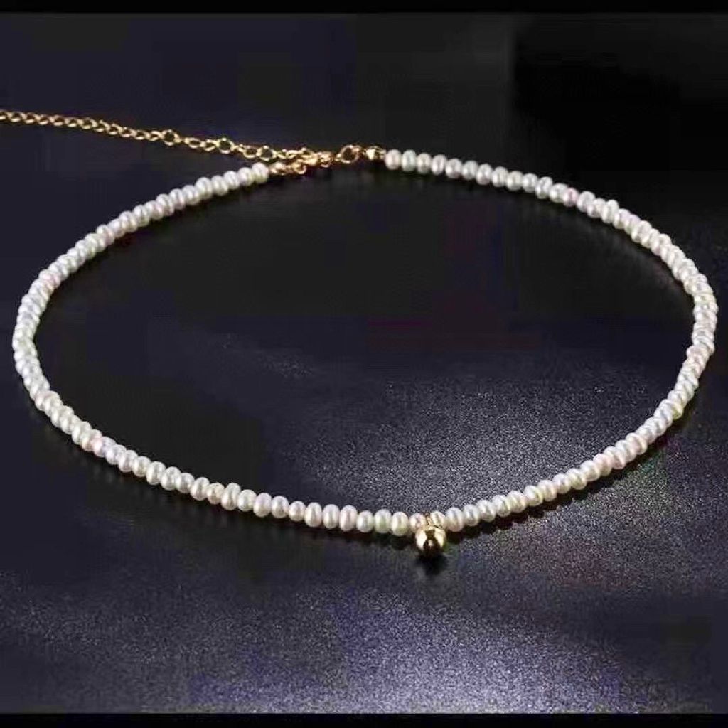  Dây Chuyền Ngắn - Choker Vàng Chuỗi Ngọc Trai Nước Ngọt Sang Trọng (AA) 